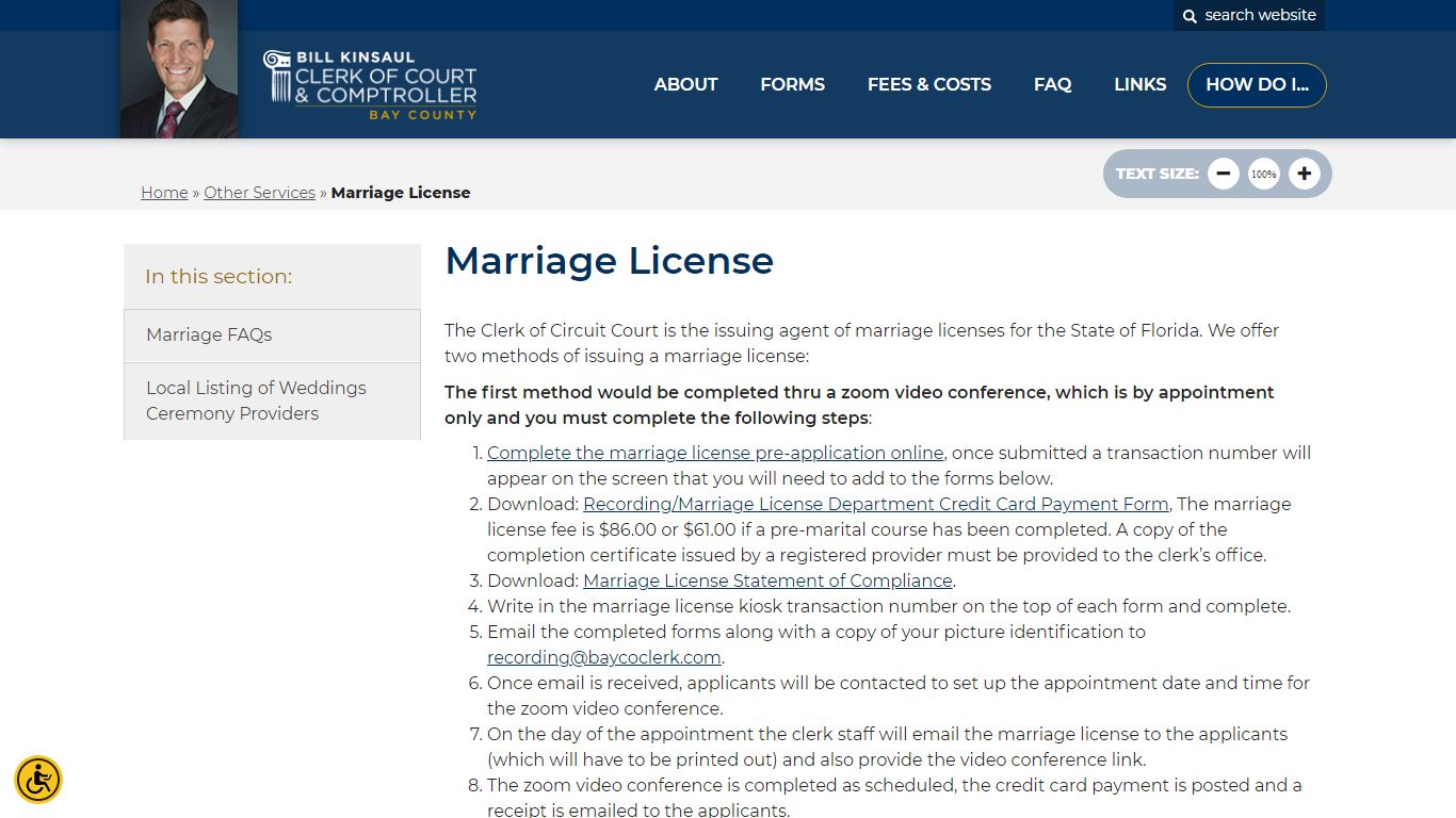 Marriage License - Bay County Clerk of Court